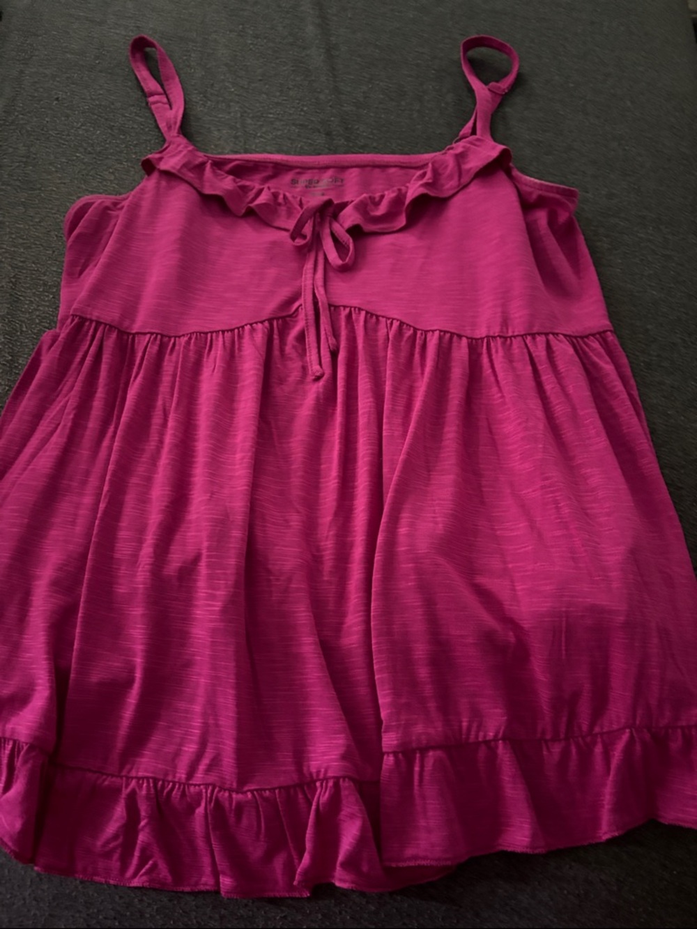 torrid Fuchsia Ruffle-Trim Tank Top - Picture 3 of 3